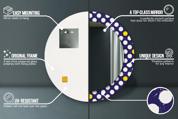 Ronde wandspiegel met print Retro stippen