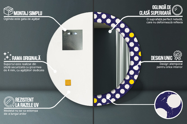 Ronde wandspiegel met print Retro stippen