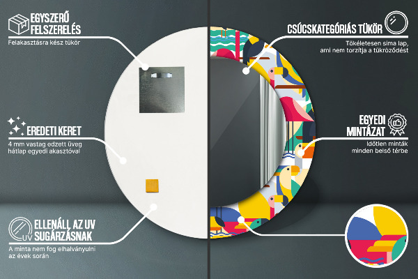 Bedrukte ronde spiegel Geometrische tropische vogels