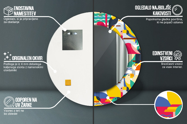 Bedrukte ronde spiegel Geometrische tropische vogels