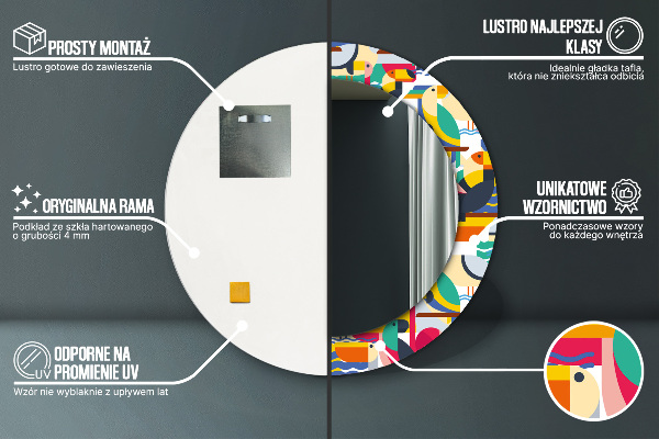 Bedrukte ronde spiegel Geometrische tropische vogels