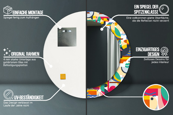 Bedrukte ronde spiegel Geometrische tropische vogels