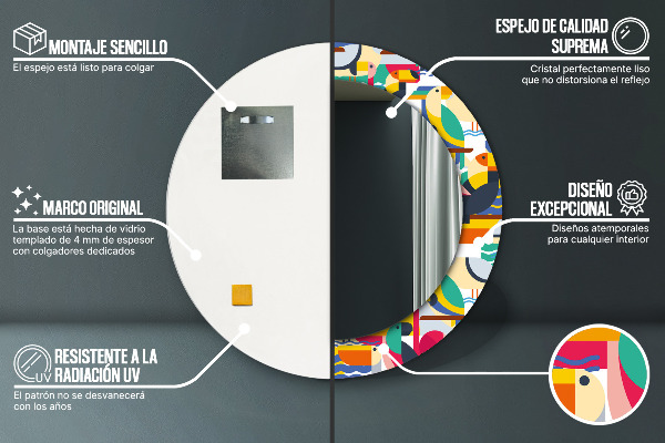 Bedrukte ronde spiegel Geometrische tropische vogels