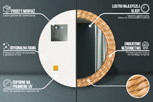 Ronde spiegel met decoratie Riet textuur