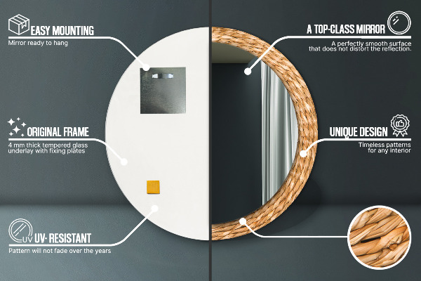 Ronde spiegel met decoratie Riet textuur