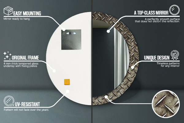 Ronde spiegel met decoratie Stalen textuur