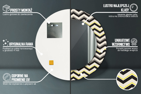 Bedrukte ronde spiegel Zigzagpatroon