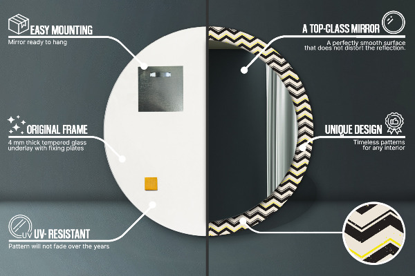 Bedrukte ronde spiegel Zigzagpatroon