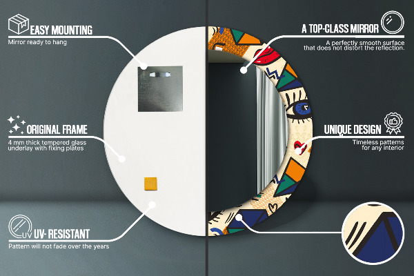 Bedrukte ronde spiegel Pop-art stijl