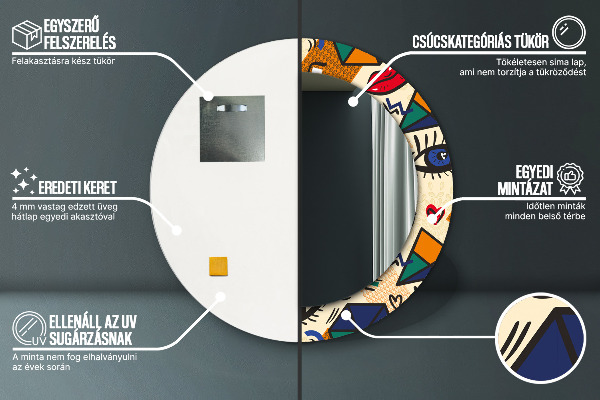 Bedrukte ronde spiegel Pop-art stijl
