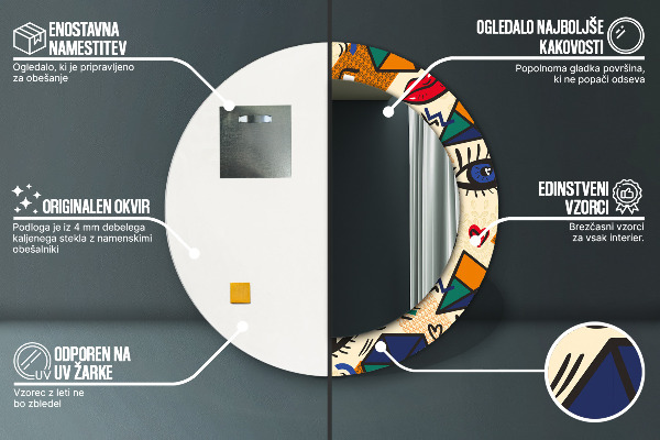 Bedrukte ronde spiegel Pop-art stijl