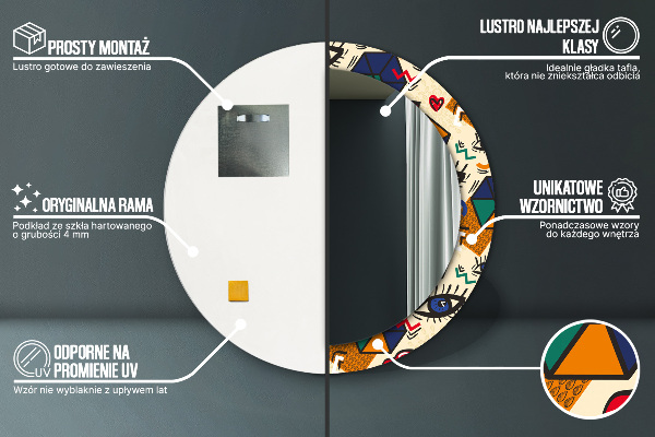 Bedrukte ronde spiegel Pop-art stijl
