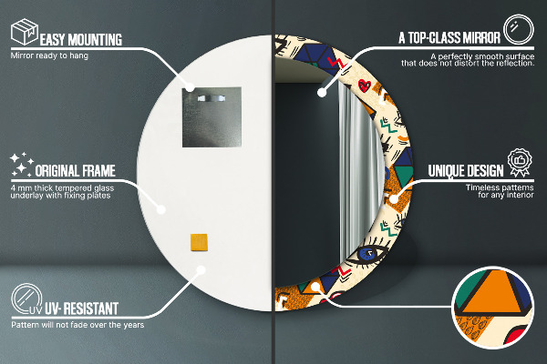 Bedrukte ronde spiegel Pop-art stijl