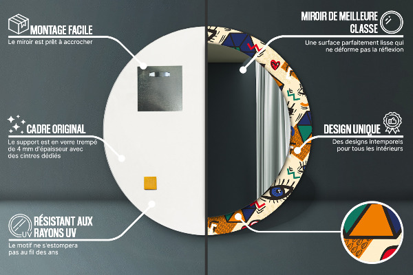 Bedrukte ronde spiegel Pop-art stijl