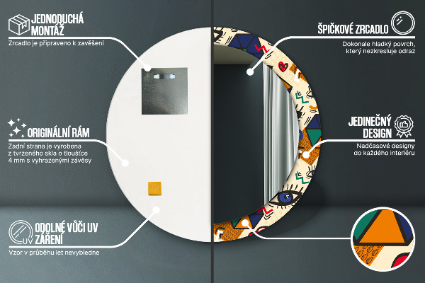 Bedrukte ronde spiegel Pop-art stijl