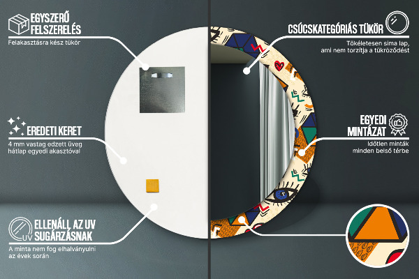 Bedrukte ronde spiegel Pop-art stijl