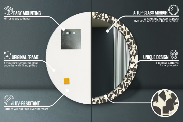 Ronde spiegel met decoratie Abstracte typografie