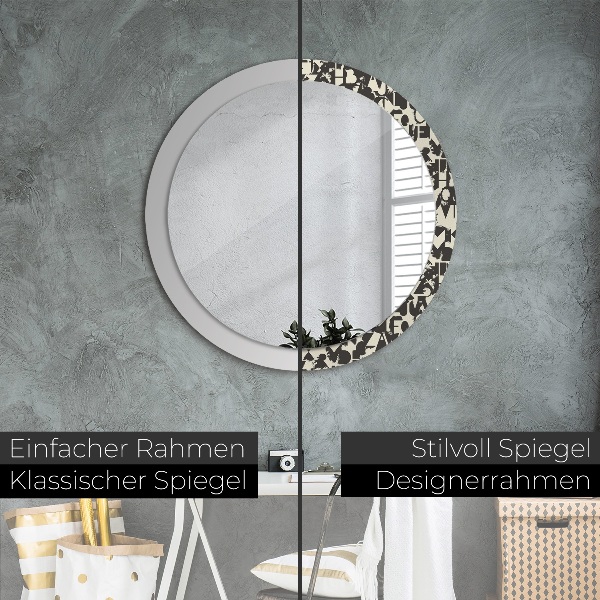 Ronde spiegel met decoratie Abstracte typografie