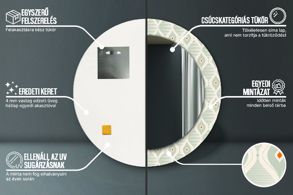 Bedrukte ronde spiegel Licht vintage patroon