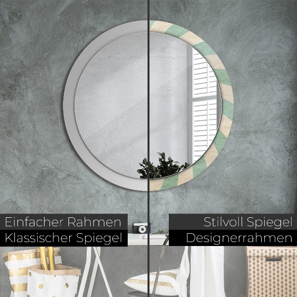 Ronde spiegel met decoratie Retro pastelpatroon