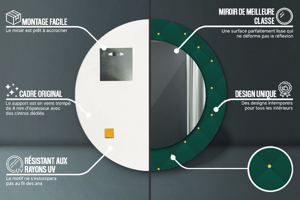 Bedrukte ronde spiegel Groene luxe sjabloon