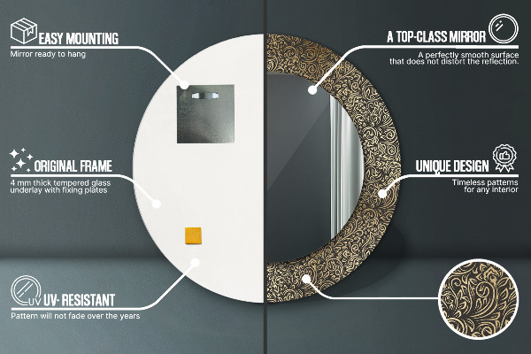 Ronde spiegel met decoratie Gouden ornamenten