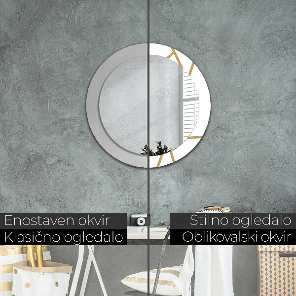 Ronde spiegel met bedrukte lijst Lineaire compositie