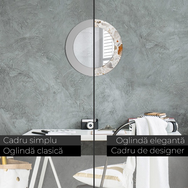 Ronde wandspiegel met print Terrazzo-achtergrond