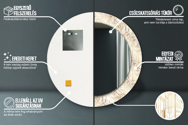 Ronde spiegel met decoratie Art-deco-compositie