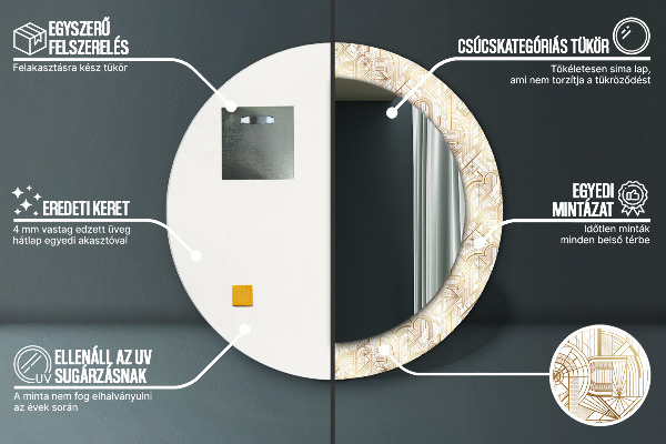 Ronde spiegel met decoratie Art-deco-compositie