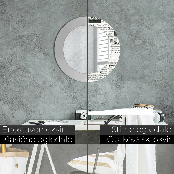 Ronde wandspiegel met print Patroon uit kranten