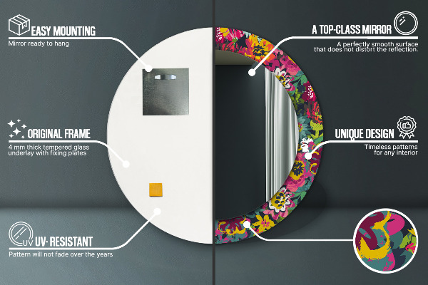 Bedrukte ronde spiegel Met de hand geschilderde bloemen