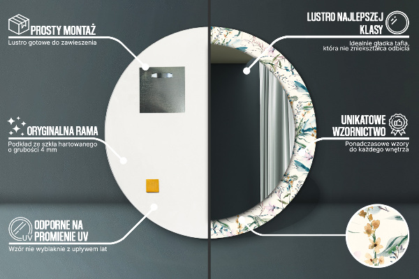 Ronde spiegel met decoratie Aquarel bloemen