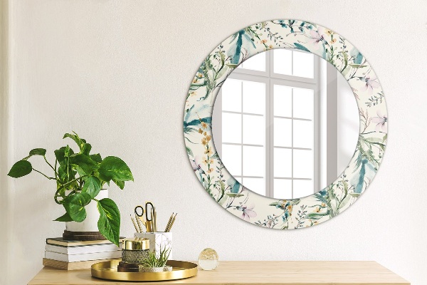 Ronde spiegel met decoratie Aquarel bloemen