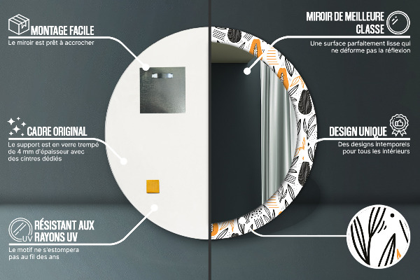 Ronde spiegel met decoratie Papaja-patroon