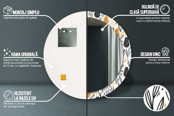 Ronde spiegel met decoratie Papaja-patroon