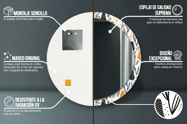 Ronde spiegel met decoratie Papaja-patroon