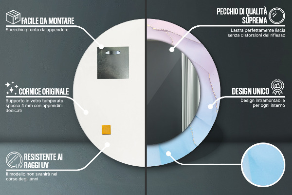Bedrukte ronde spiegel Moderne marmeren textuur