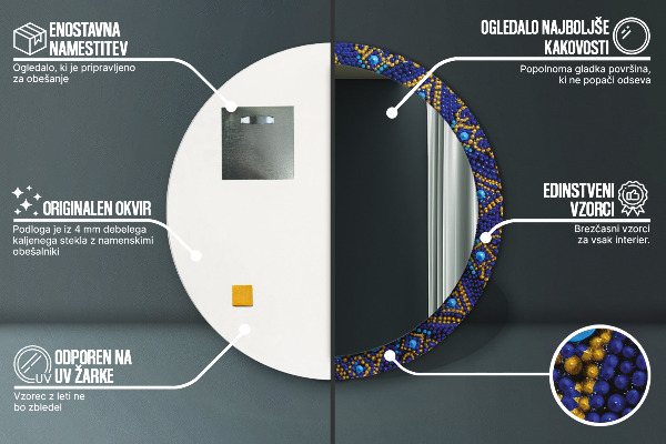 Ronde spiegel met bedrukte lijst Decoratieve compositie