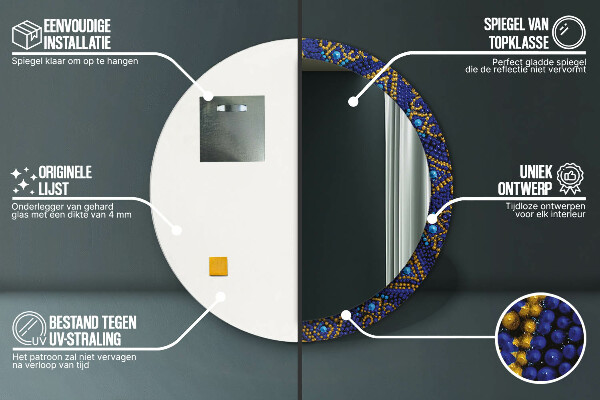 Ronde spiegel met bedrukte lijst Decoratieve compositie