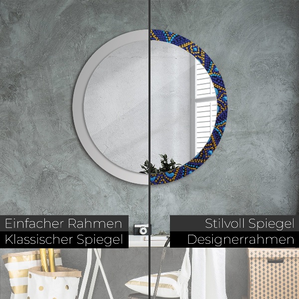 Ronde spiegel met bedrukte lijst Decoratieve compositie