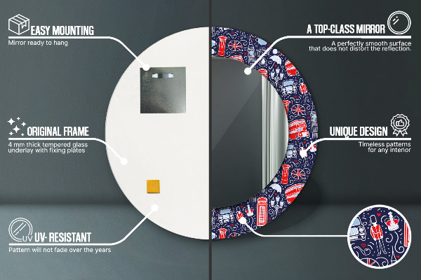 Bedrukte ronde spiegel Londen symbool