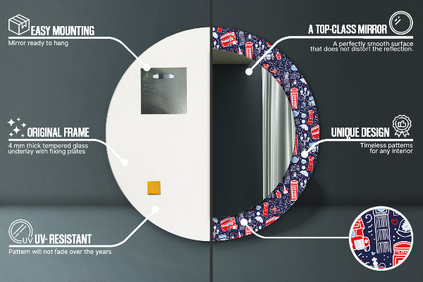 Bedrukte ronde spiegel Londen symbool