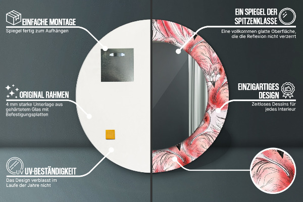 Ronde wandspiegel met print Flamingo-patroon