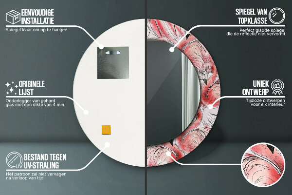 Ronde wandspiegel met print Flamingo-patroon