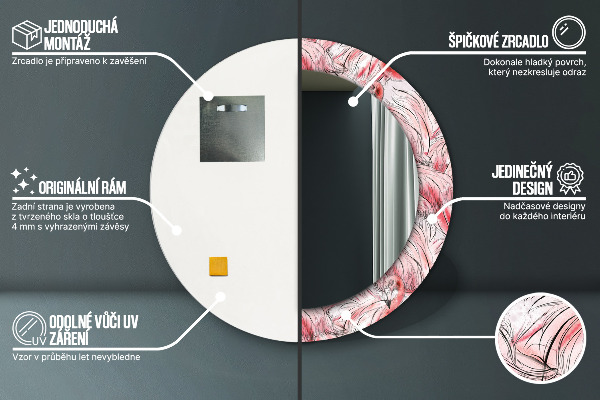 Ronde wandspiegel met print Flamingo-patroon