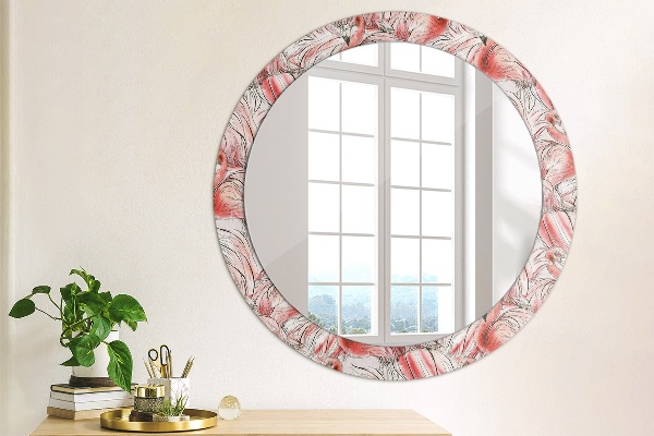 Ronde wandspiegel met print Flamingo-patroon