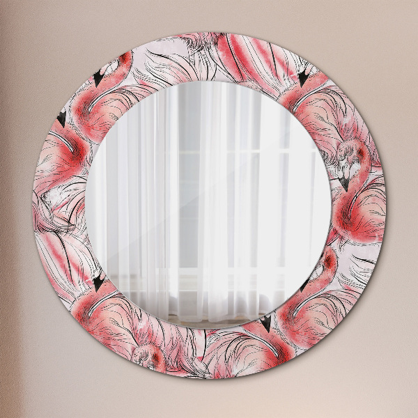 Ronde wandspiegel met print Flamingo-patroon