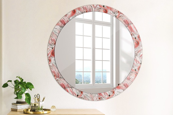 Ronde wandspiegel met print Flamingo-patroon