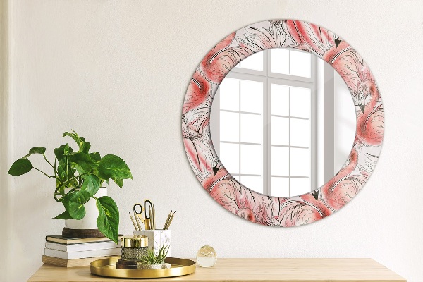 Ronde wandspiegel met print Flamingo-patroon